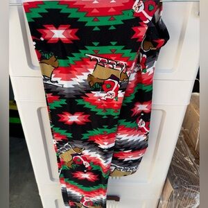 Festive Santa and Reindeer Leggings Christmas Lularoe Tall & Curvy
